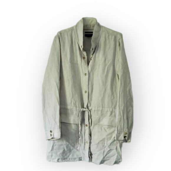 Jones New York Cream Utility Jacket with Belted Waist - Picture 1 of 8